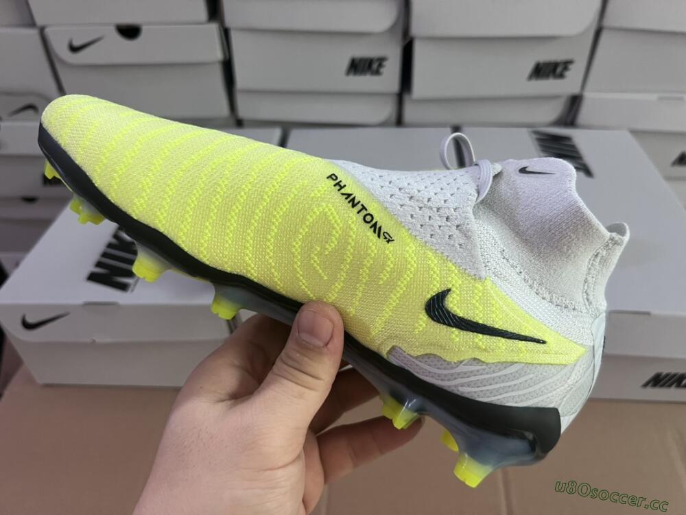 Men's Nike Phantom GX Elite FG Firm Ground High-Tops Football Boots - Grey/Green/Pink