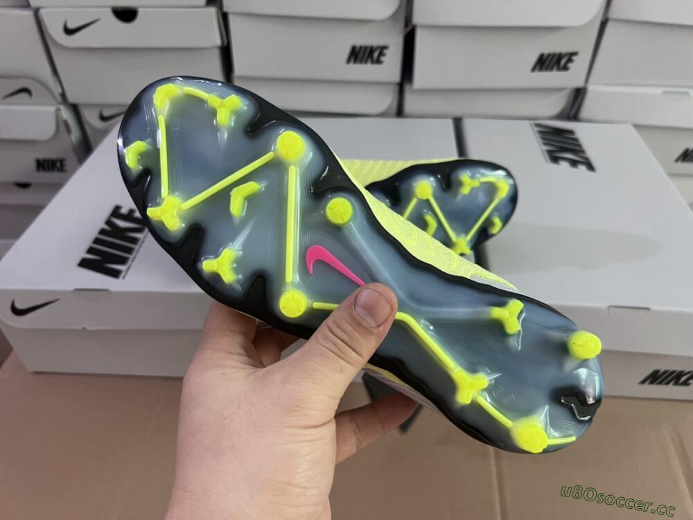 Men's Nike Phantom GX Elite FG Firm Ground High-Tops Football Boots - Grey/Green/Pink