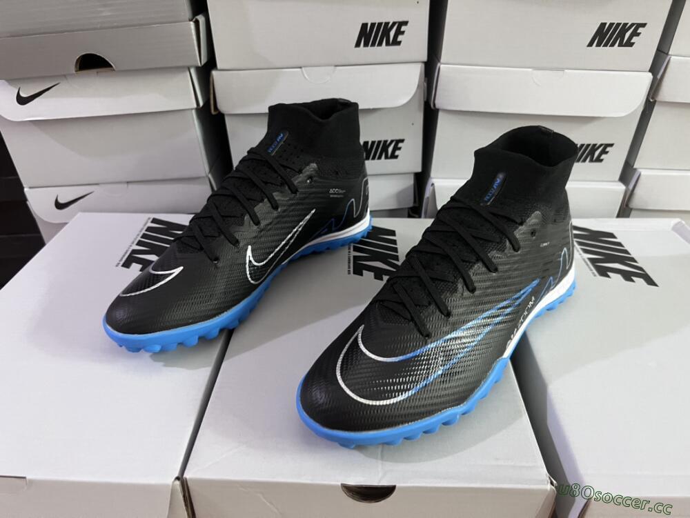 Unisex Nike Mercurial Superfly 9 Elite TF Artificial Turf High-Tops Football Shoes - Black/Blue