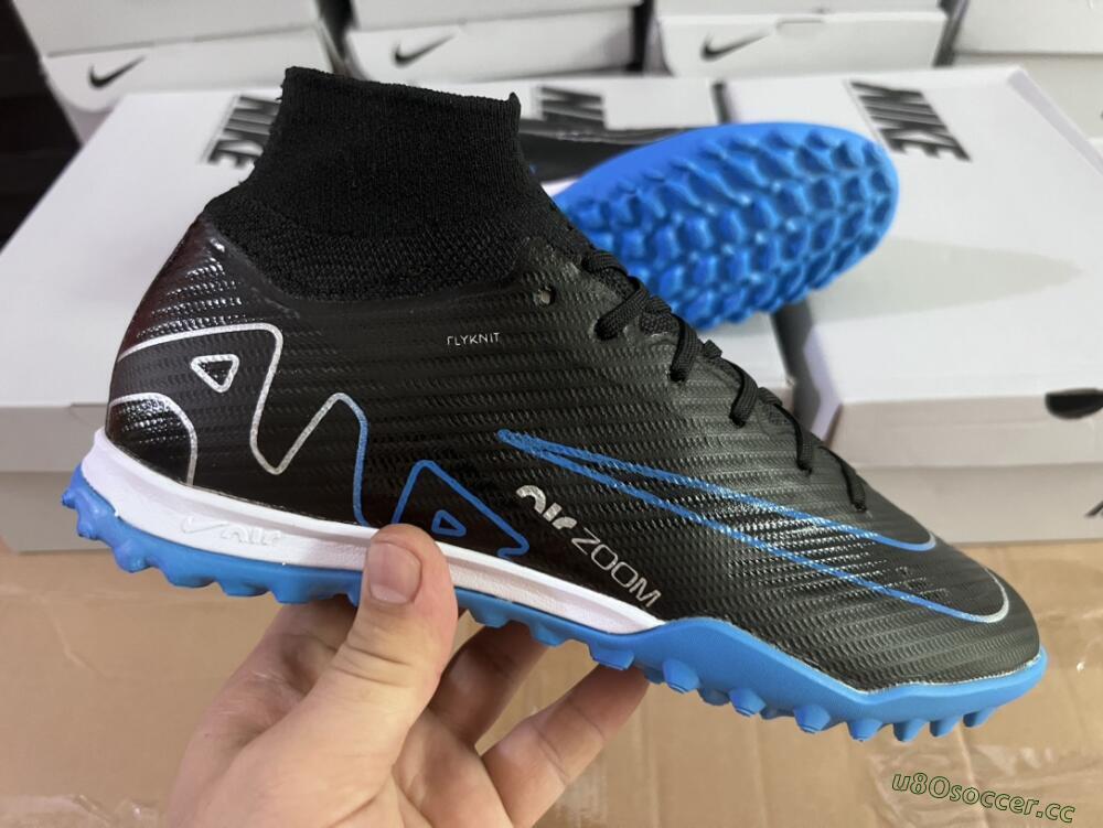 Unisex Nike Mercurial Superfly 9 Elite TF Artificial Turf High-Tops Football Shoes - Black/Blue
