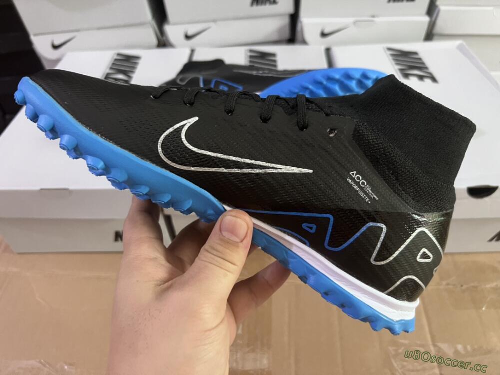Unisex Nike Mercurial Superfly 9 Elite TF Artificial Turf High-Tops Football Shoes - Black/Blue
