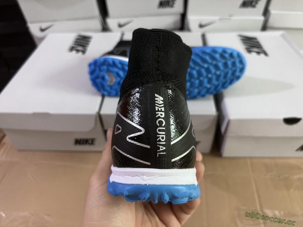 Unisex Nike Mercurial Superfly 9 Elite TF Artificial Turf High-Tops Football Shoes - Black/Blue