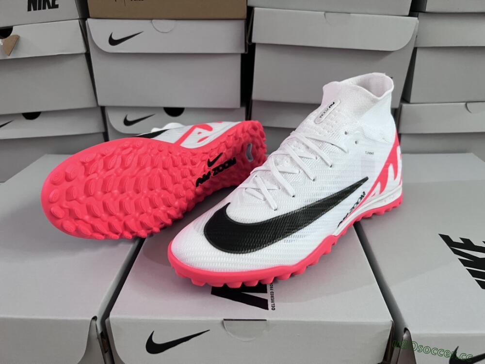 Unisex Nike Mercurial Superfly 9 Elite TF Artificial Turf High-Tops Football Shoes - White/Black/Red