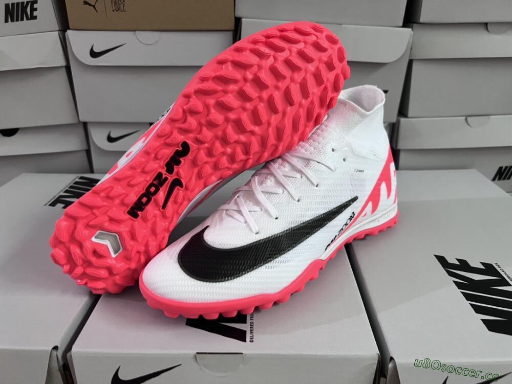 Unisex Nike Mercurial Superfly 9 Elite TF Artificial Turf High-Tops Football Shoes - White/Black/Red
