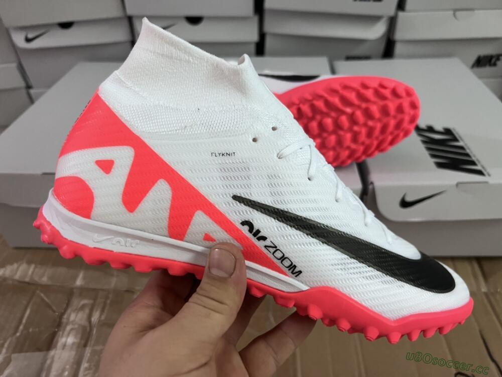 Unisex Nike Mercurial Superfly 9 Elite TF Artificial Turf High-Tops Football Shoes - White/Black/Red