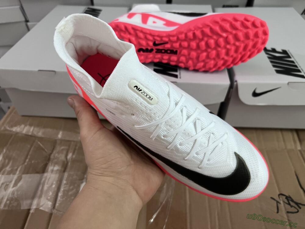 Unisex Nike Mercurial Superfly 9 Elite TF Artificial Turf High-Tops Football Shoes - White/Black/Red