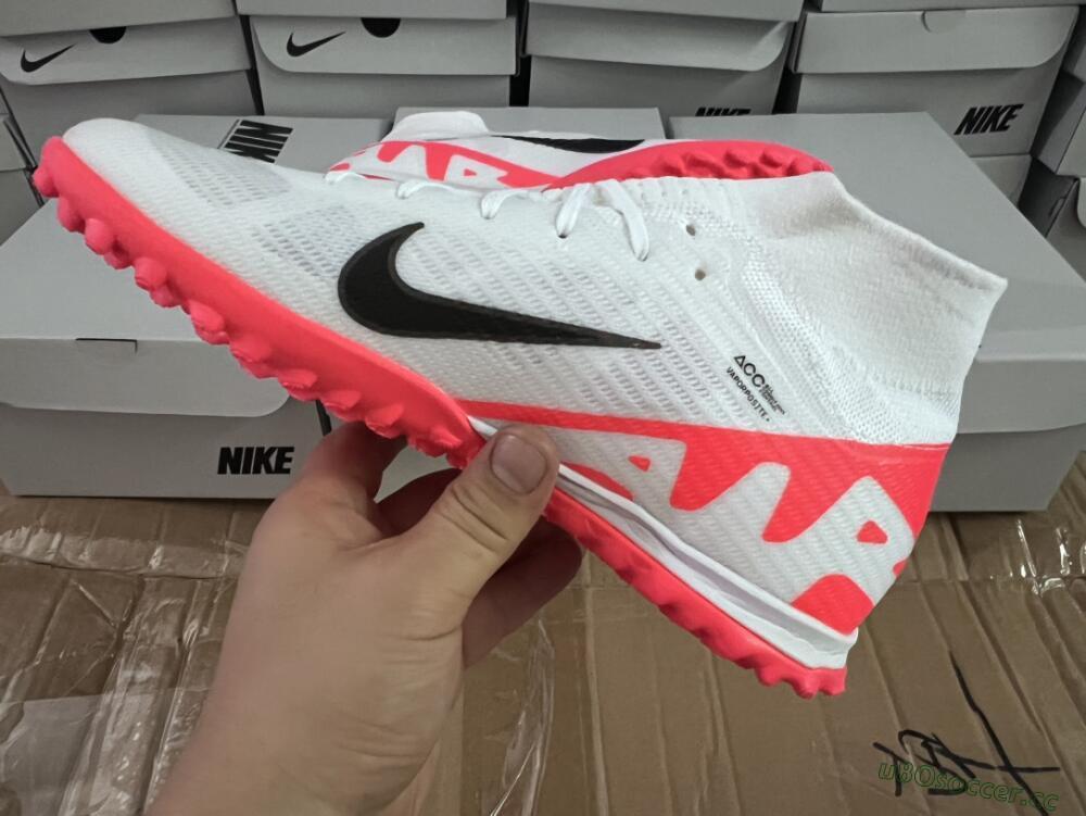 Unisex Nike Mercurial Superfly 9 Elite TF Artificial Turf High-Tops Football Shoes - White/Black/Red