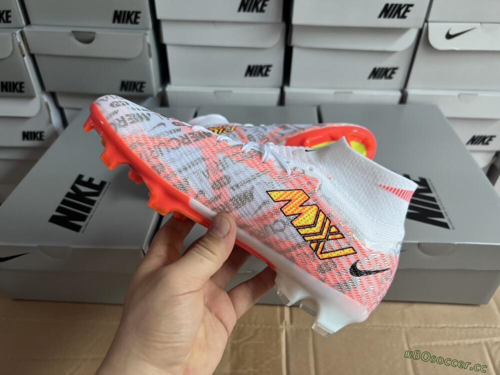 Unisex Nike Air Zoom Mercurial Superfly 9 Elite FG Firm Ground High-Tops Football Boots - White/Orange/Sliver