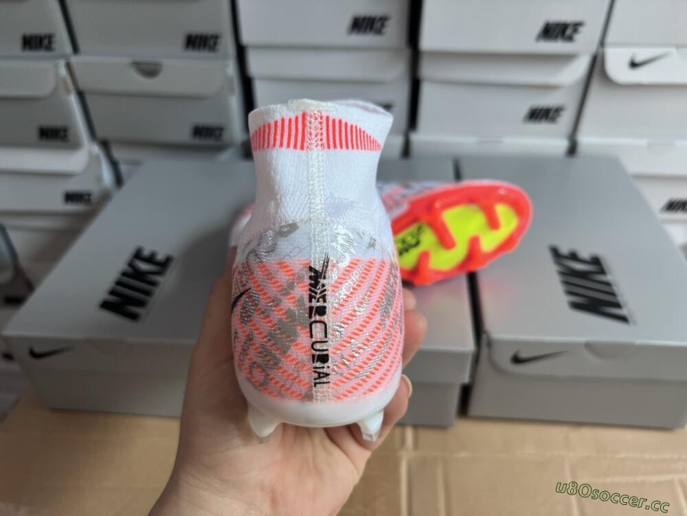 Unisex Nike Air Zoom Mercurial Superfly 9 Elite FG Firm Ground High-Tops Football Boots - White/Orange/Sliver