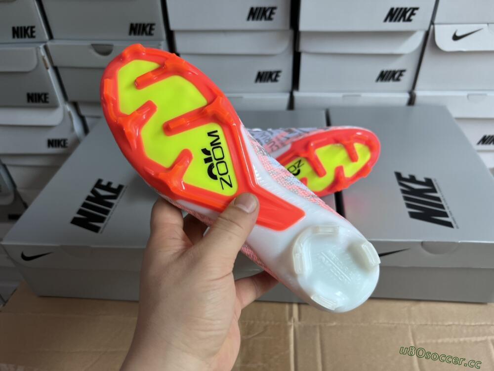 Unisex Nike Air Zoom Mercurial Superfly 9 Elite FG Firm Ground High-Tops Football Boots - White/Orange/Sliver