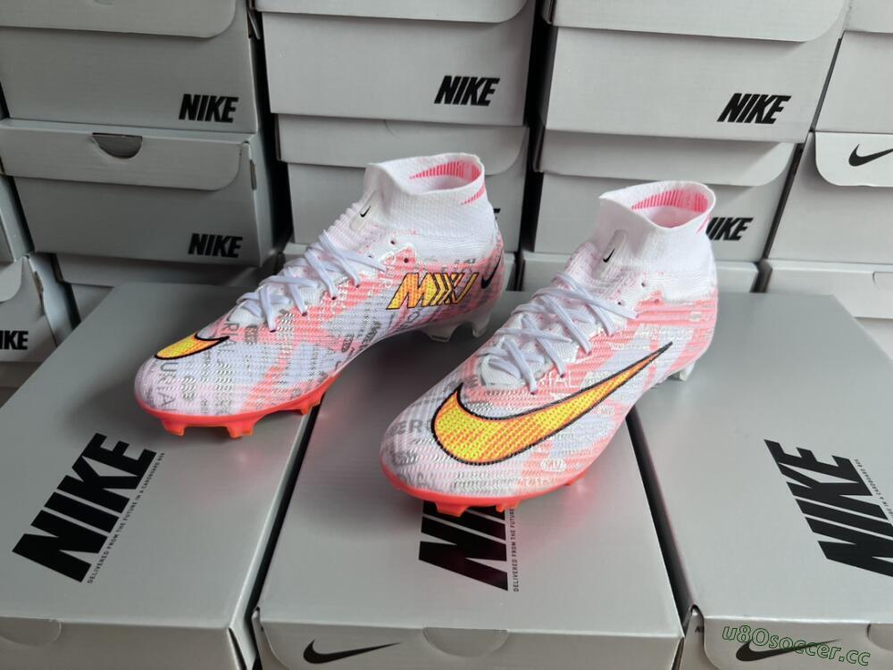 Unisex Nike Air Zoom Mercurial Superfly 9 Elite FG Firm Ground High-Tops Football Boots - White/Orange/Sliver