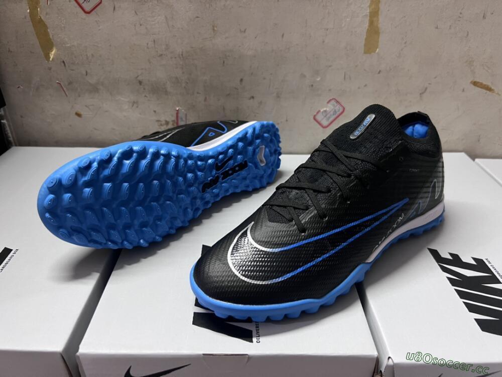 Unisex Nike Mercurial Vapor 15 Elite TF Artificial Turf Low-Tops Football Shoes - Black/Blue