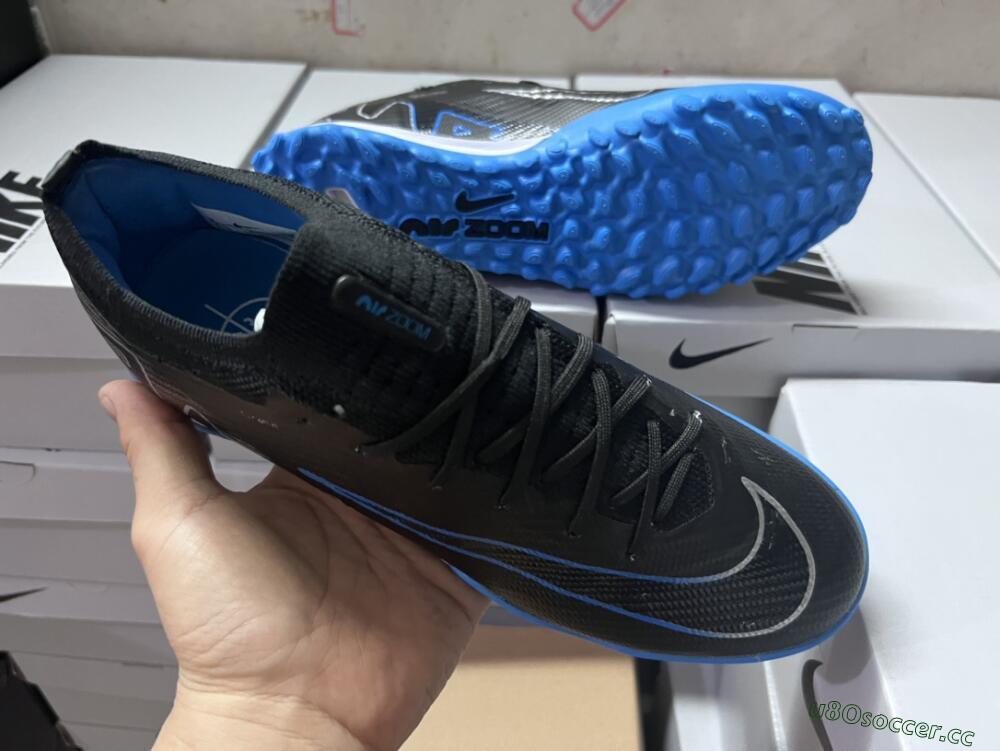 Unisex Nike Mercurial Vapor 15 Elite TF Artificial Turf Low-Tops Football Shoes - Black/Blue