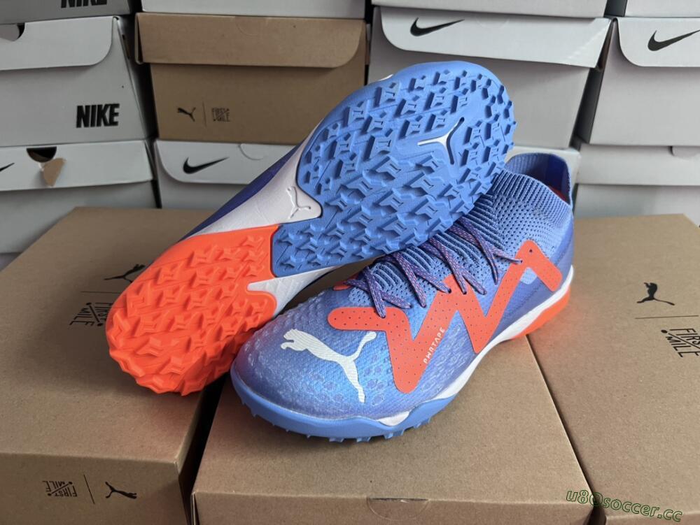 Men's Puma Future Ultimate TF Artificial Turf Low-Tops Football Shoes - Blue/Orange/White