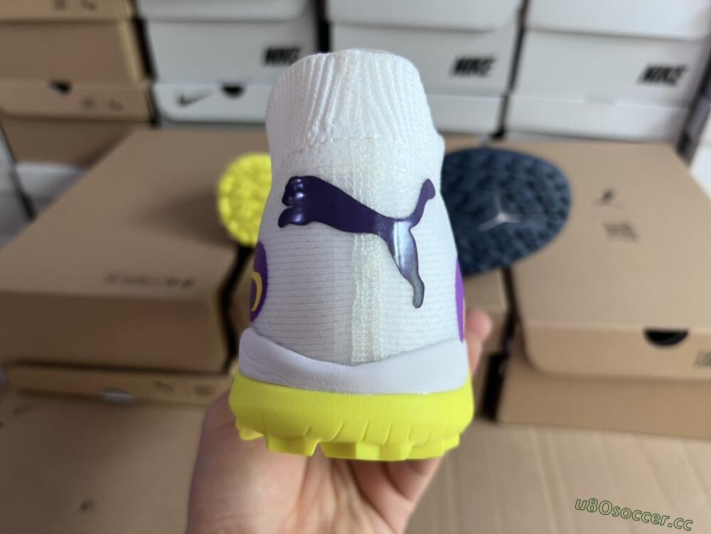 Men's Puma Future X Powercat Tokyo Match TF Artificial Turf Low-Tops Football Shoes - Purple/White/Yellow