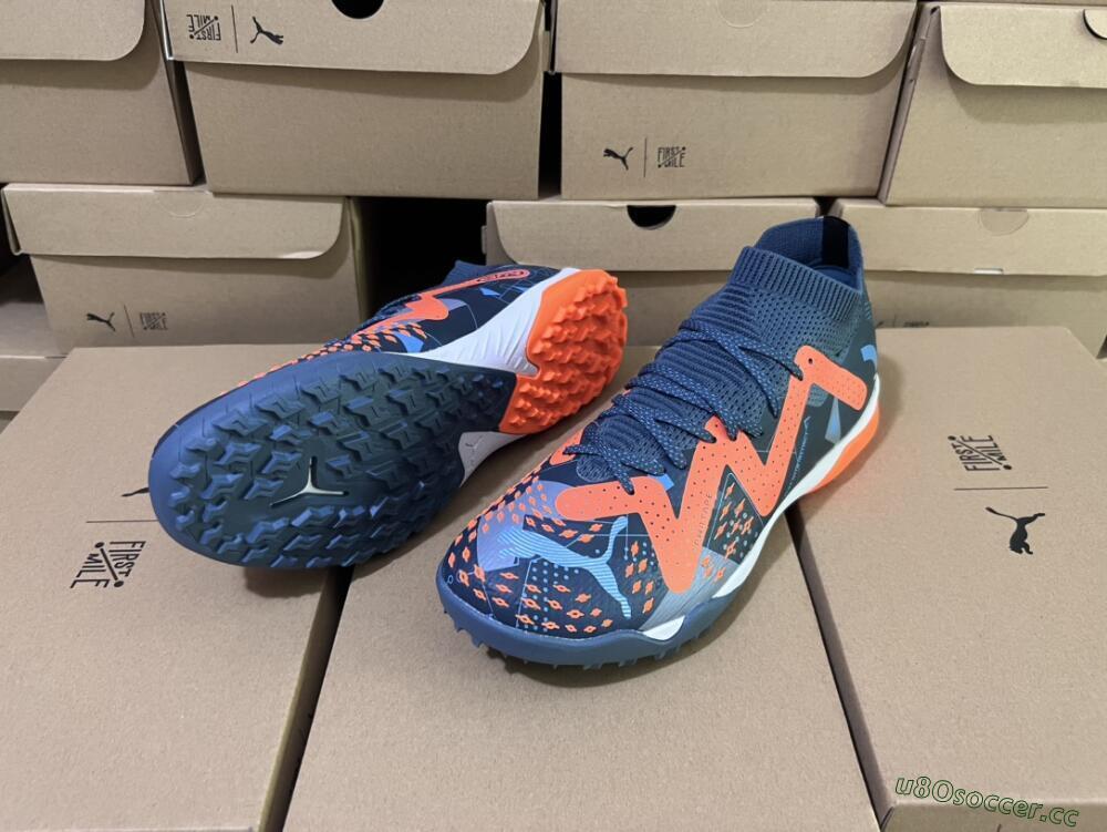 Men's Puma Future Ultimate TF Artificial Turf Low-Tops Football Shoes - Blue/Orange