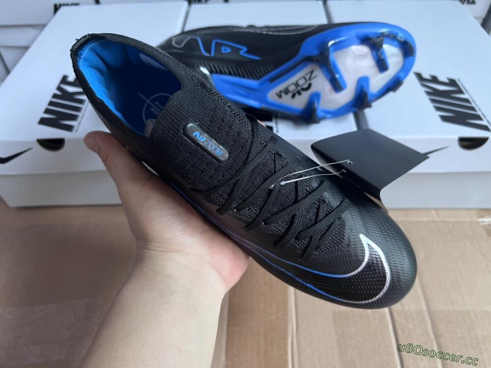 Unisex Nike Air Zoom Vapor 15 Elite SE FG Firm Ground Low-Tops Football Boots - Black/Blue/White
