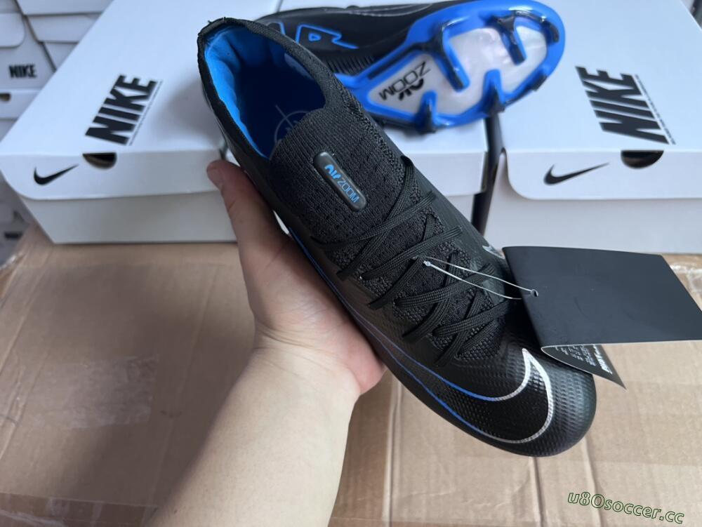 Unisex Nike Air Zoom Vapor 15 Elite SE FG Firm Ground Low-Tops Football Boots - Black/Blue/White