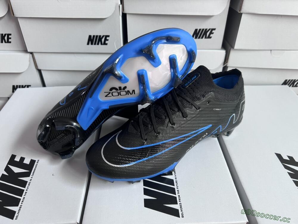 Unisex Nike Air Zoom Vapor 15 Elite SE FG Firm Ground Low-Tops Football Boots - Black/Blue/White