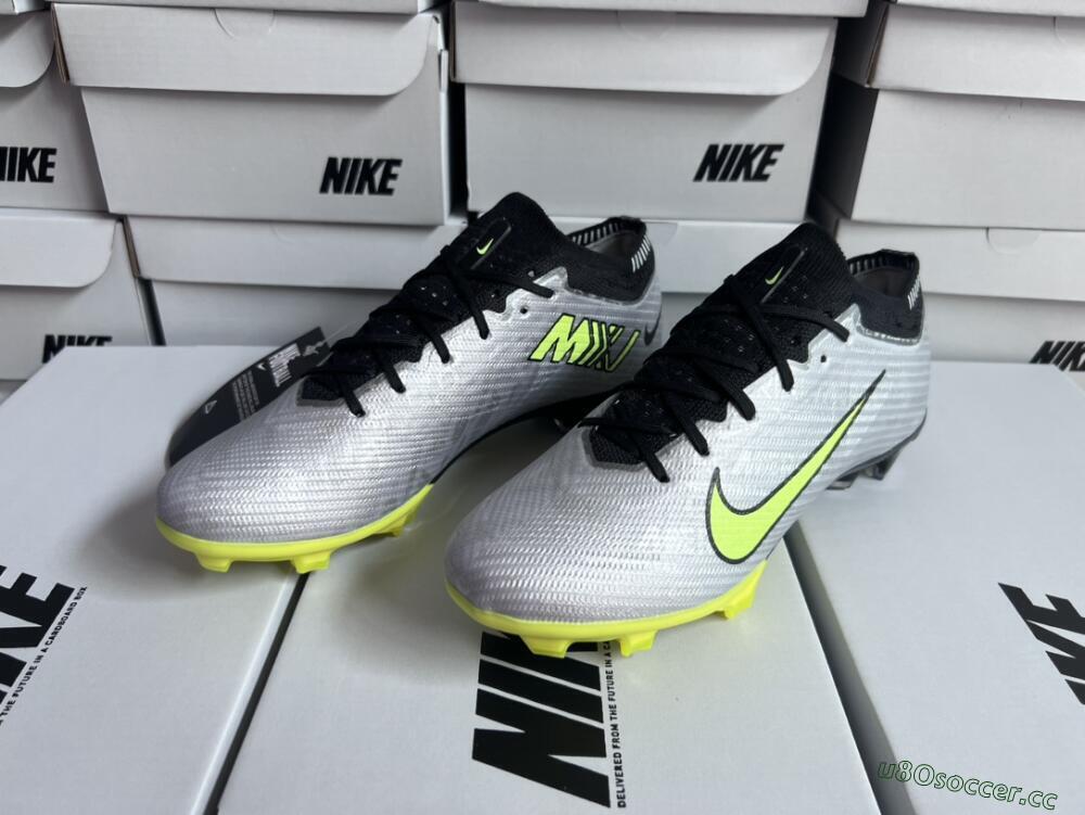 Men's Nike Air Zoom Mercurial Vapor 15 Elite FG Firm Ground Low-Tops Football Boots - Silver/Green