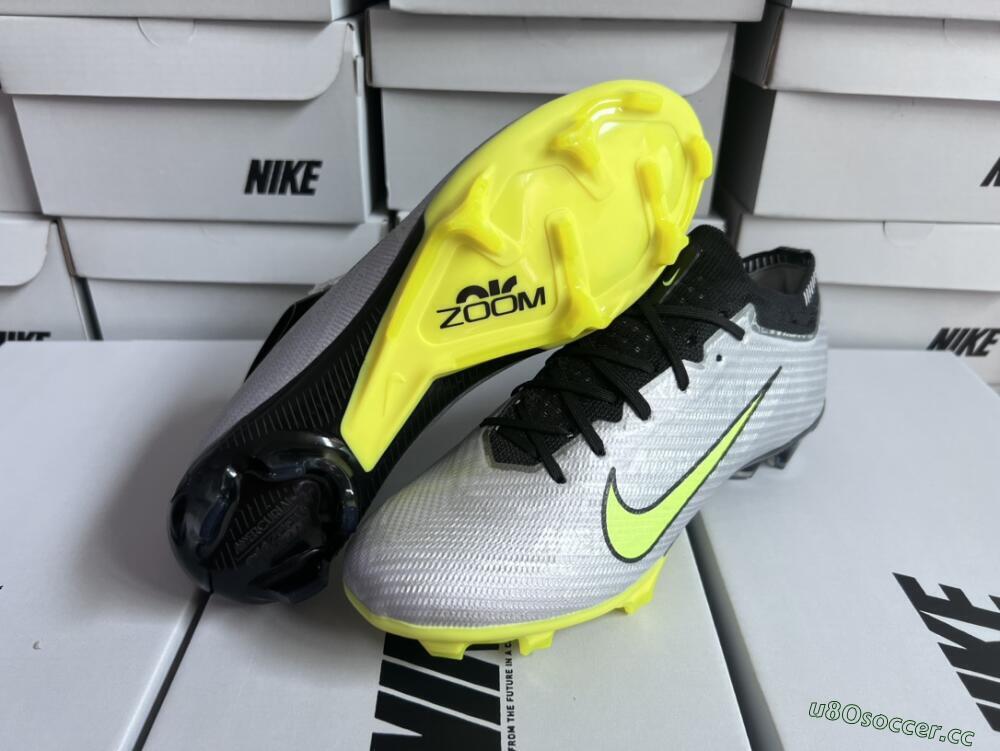 Men's Nike Air Zoom Mercurial Vapor 15 Elite FG Firm Ground Low-Tops Football Boots - Silver/Green