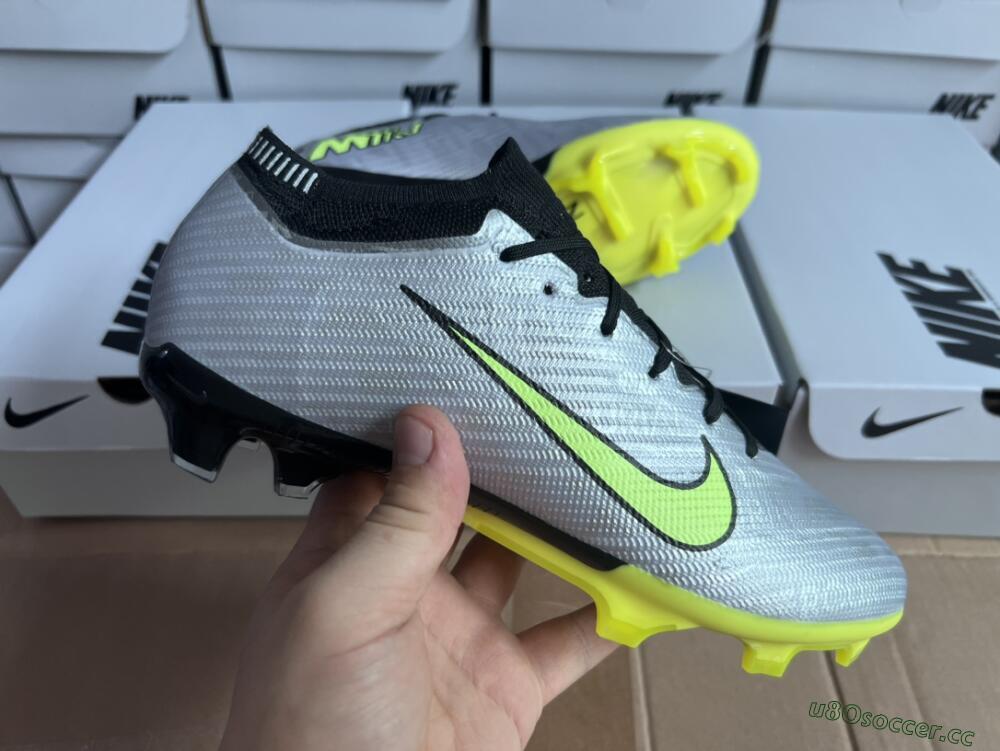 Men's Nike Air Zoom Mercurial Vapor 15 Elite FG Firm Ground Low-Tops Football Boots - Silver/Green