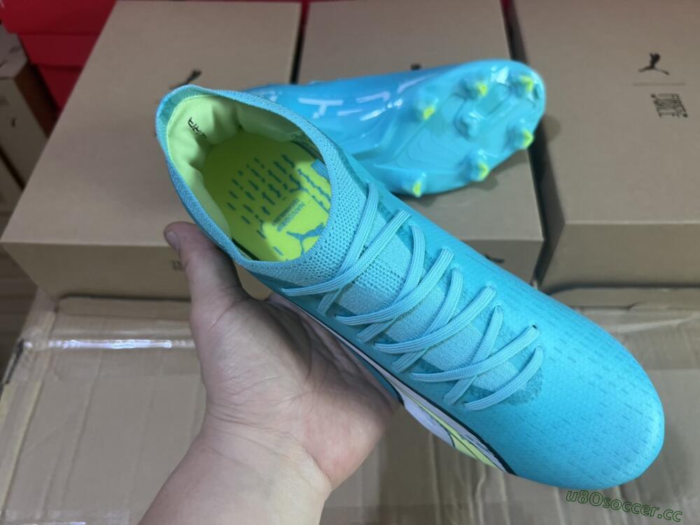 Men's Puma Ultra Ultimate FG Firm Ground Low-Tops Football Boots - Blue/White/Green