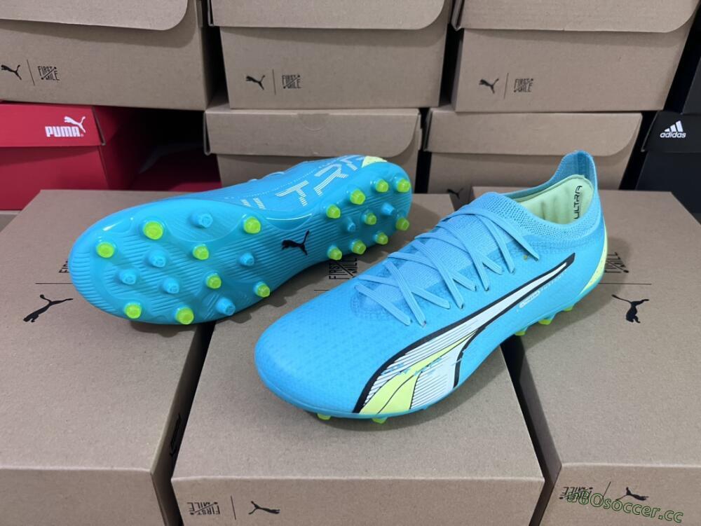 Men's Puma Ultra Ultimate MG Multi Ground Low-Tops Football Boots - Blue/Yellow/Silver