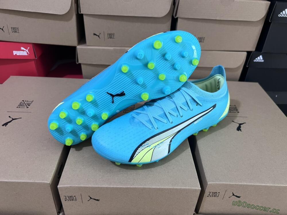 Men's Puma Ultra Ultimate MG Multi Ground Low-Tops Football Boots - Blue/Yellow/Silver
