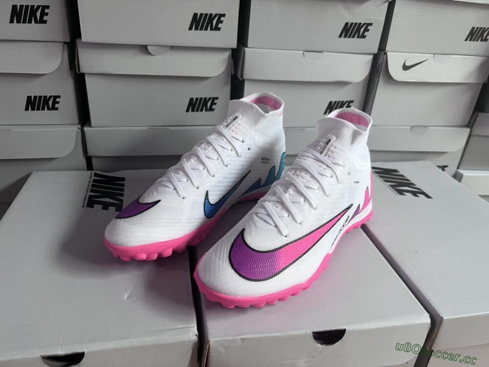Unisex Nike Mercurial Superfly 9 Elite TF Artificial Turf High-Tops Football Shoes - White/Pink