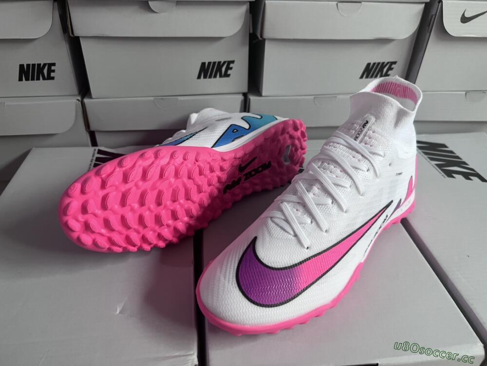 Unisex Nike Mercurial Superfly 9 Elite TF Artificial Turf High-Tops Football Shoes - White/Pink