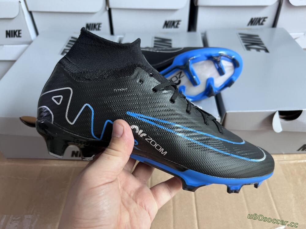 Unisex Nike Air Zoom Superfly 9 Elite SE FG Firm Ground High-Tops Football Boots - Black/Blue/White