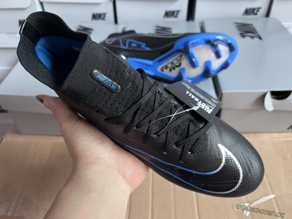 Unisex Nike Air Zoom Superfly 9 Elite SE FG Firm Ground High-Tops Football Boots - Black/Blue/White