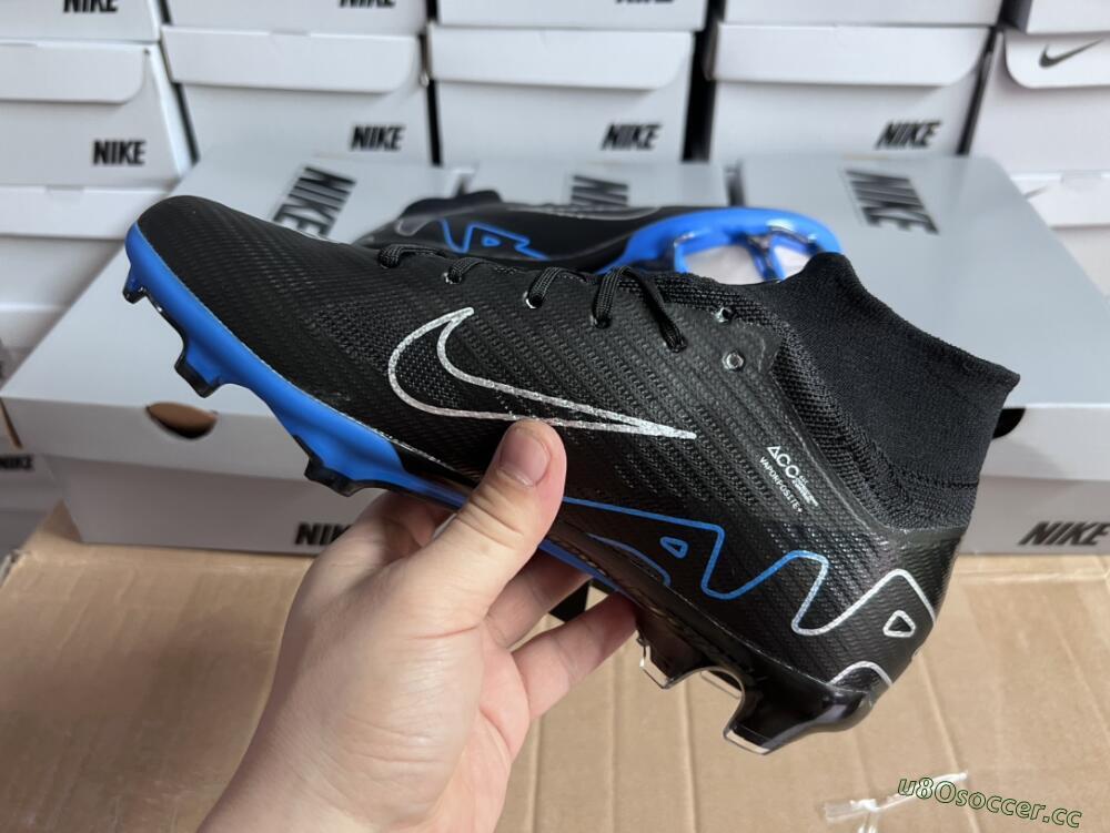 Unisex Nike Air Zoom Superfly 9 Elite SE FG Firm Ground High-Tops Football Boots - Black/Blue/White