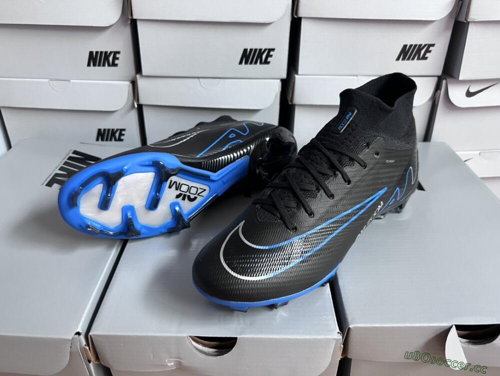 Unisex Nike Air Zoom Superfly 9 Elite SE FG Firm Ground High-Tops Football Boots - Black/Blue/White