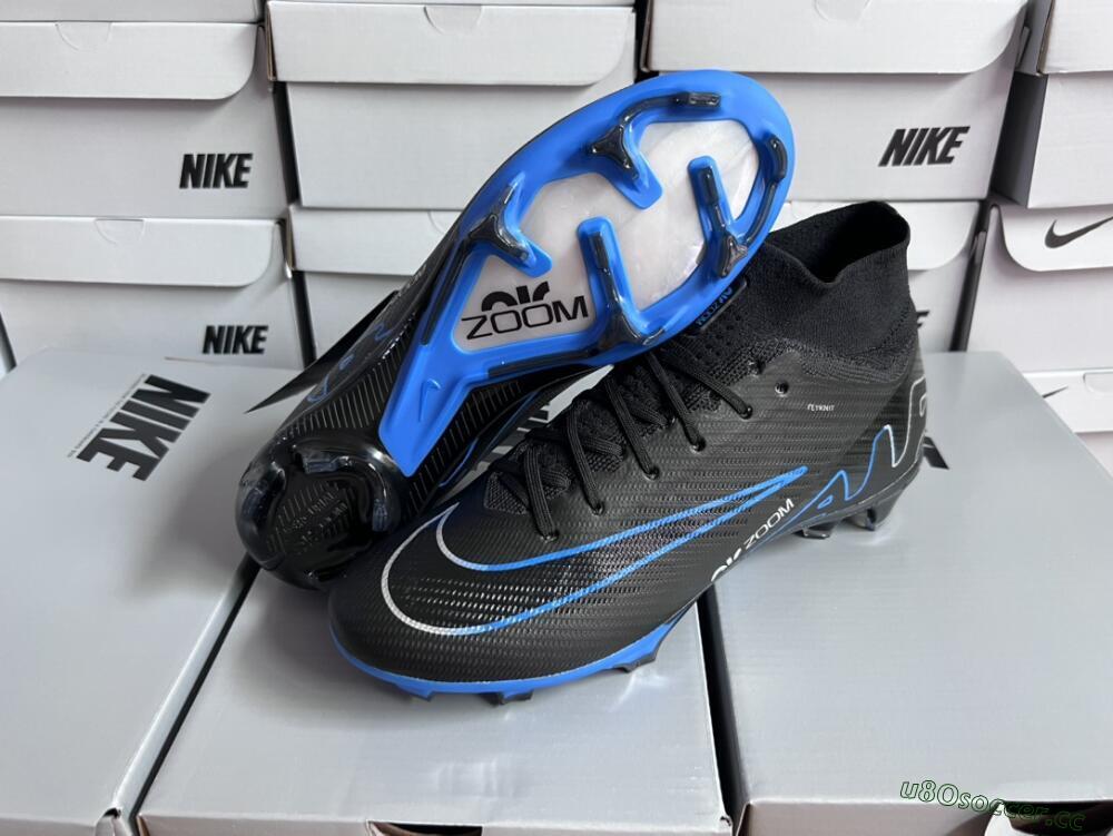 Unisex Nike Air Zoom Superfly 9 Elite SE FG Firm Ground High-Tops Football Boots - Black/Blue/White