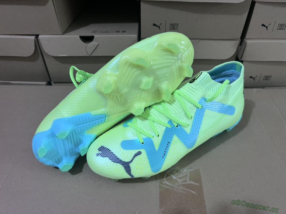Men's Puma Future Ultimate FG Firm Ground Low-Tops Football Boots - Green/Blue/Black