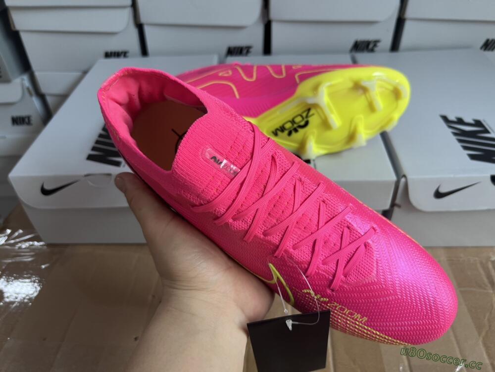 Men's Nike Air Zoom Mercurial Vapor 15 Elite FG Firm Ground Low-Tops Football Boots - Pink/Green
