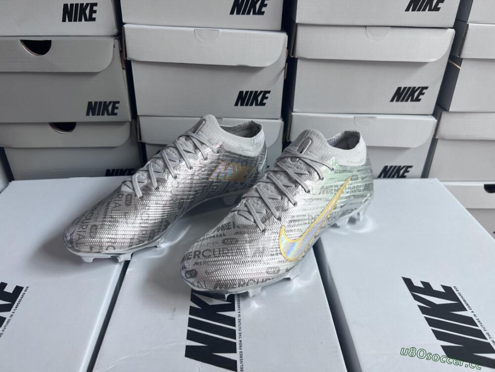 Men's Nike Air Zoom Mercurial Vapor 15 Elite FG Firm Ground Low-Tops Football Boots - Silver/Gold