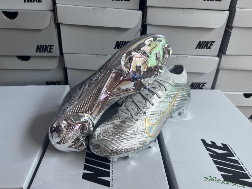 Men's Nike Air Zoom Mercurial Vapor 15 Elite FG Firm Ground Low-Tops Football Boots - Silver/Gold