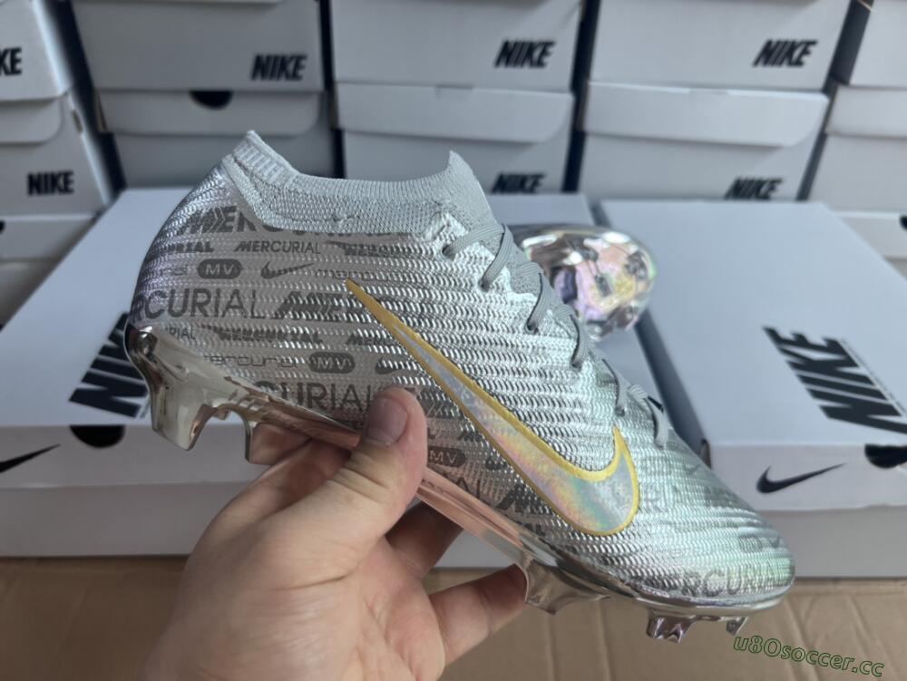 Men's Nike Air Zoom Mercurial Vapor 15 Elite FG Firm Ground Low-Tops Football Boots - Silver/Gold