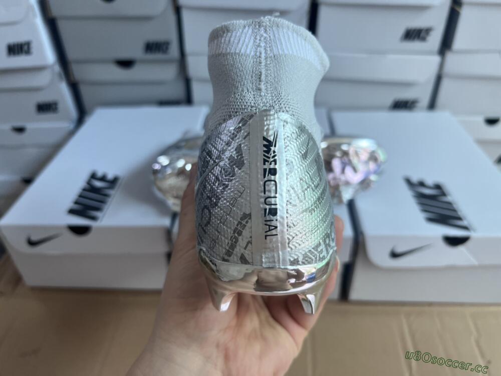 Men's Nike Air Zoom Mercurial Superfly 9 Elite FG Firm Ground High-Tops Football Boots - Silver/Gold