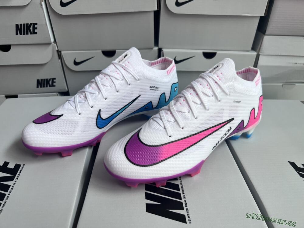 Unisex Nike Air Zoom Mercurial Vapor 15 Elite FG Firm Ground Low-Tops Football Boots - White/Pink/Purple