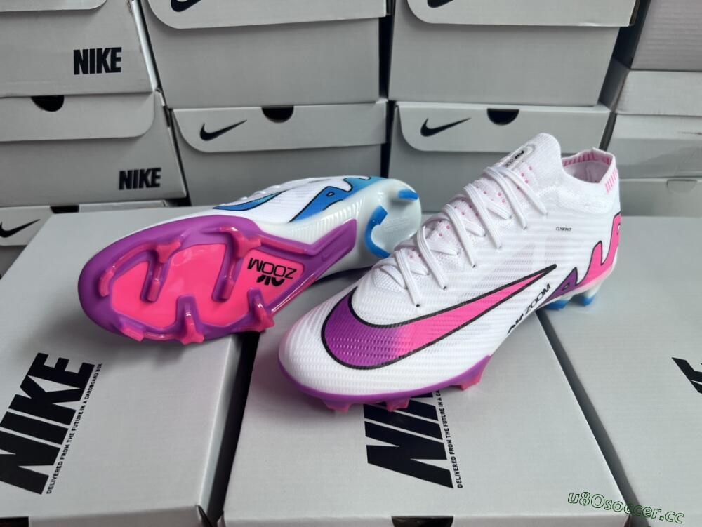Unisex Nike Air Zoom Mercurial Vapor 15 Elite FG Firm Ground Low-Tops Football Boots - White/Pink/Purple