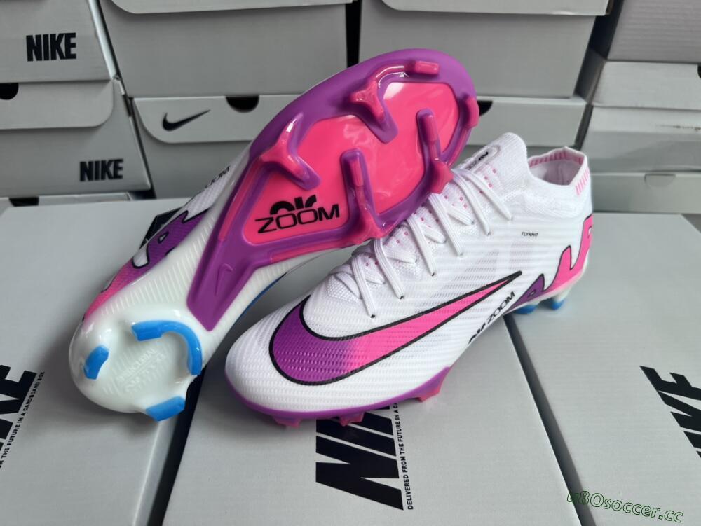 Unisex Nike Air Zoom Mercurial Vapor 15 Elite FG Firm Ground Low-Tops Football Boots - White/Pink/Purple