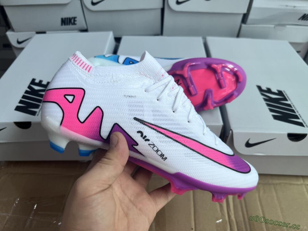 Unisex Nike Air Zoom Mercurial Vapor 15 Elite FG Firm Ground Low-Tops Football Boots - White/Pink/Purple