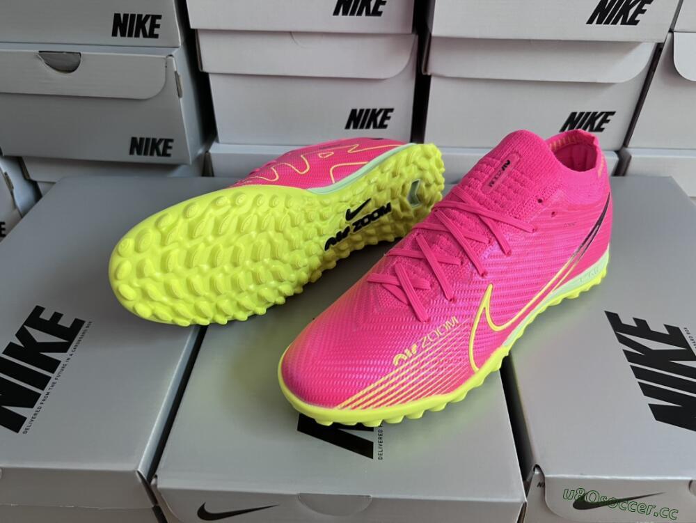 Men's Nike Air Zoom Mercurial Vapor 15 Elite TF Artificial Turf Low-Tops Football Shoes - Pink/Green/Black