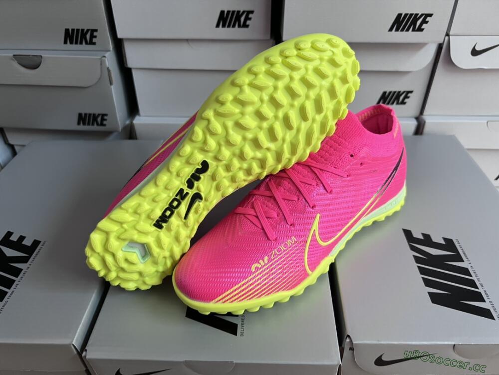 Men's Nike Air Zoom Mercurial Vapor 15 Elite TF Artificial Turf Low-Tops Football Shoes - Pink/Green/Black
