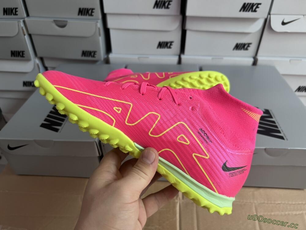 Men's Nike Air Zoom Mercurial Superfly 9 Elite TF Artificial Turf High-Tops Football Shoes - Pink/Green/Black
