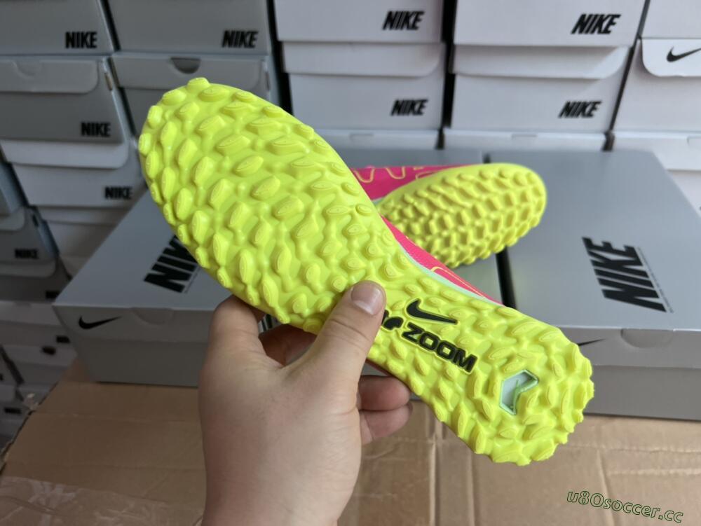 Men's Nike Air Zoom Mercurial Superfly 9 Elite TF Artificial Turf High-Tops Football Shoes - Pink/Green/Black